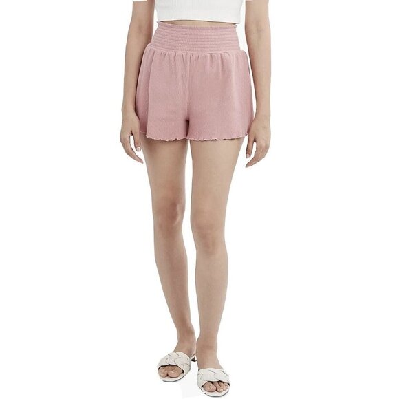 BCBGeneration Womens Rib Knit Short size Small Pull On Elastic Waist Mauve Pink - Picture 1 of 12